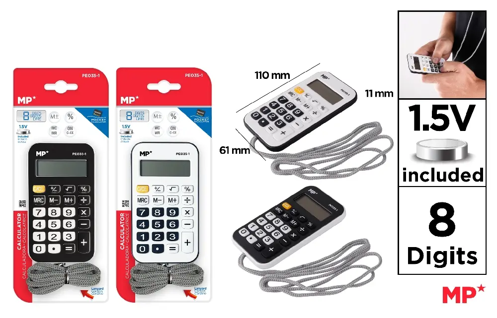 Calculatoare de birou - CALCULATOR PORTABIL IPB 8DIG CU SNUR, BATERIE INCLUSA PE035-1