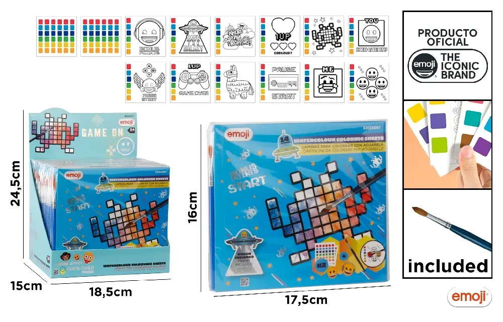 Diverse Articole de Craciun - CARTE DE COLORAT SI PICTAT IPB 6 CULORI/SET + PENSULA EMOJI EM24007