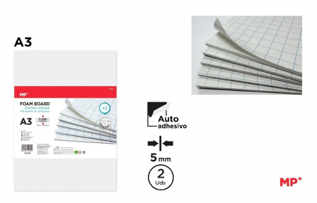 Carton mousse (Foamboard) - CARTON MOUSSE IPB ADEZIV A3 5MM 2/SET ALB PN737