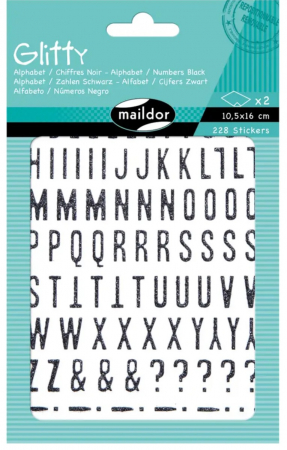 Stickere Decorative - CF STICKER GLITTY 10.5*16CM 228/set CIFRE SI LITERE NEGRE AE072O