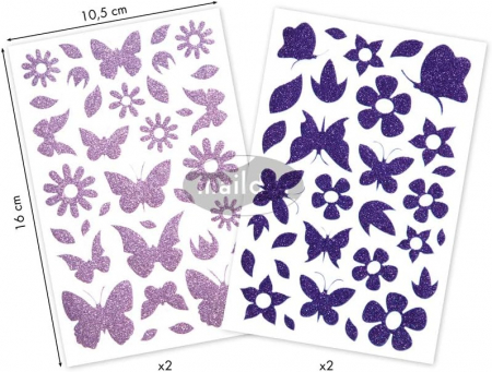 CF STICKER GLITTY 10.5*16CM 66/SET x2 FLUTURI SI FLORI AE101O [1]
