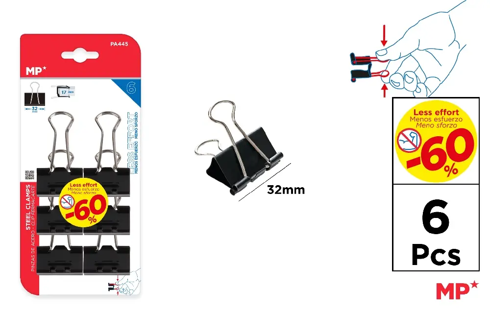 Clips Hartie - CLIPS HARTIE EFFORT LESS IPB 32MM 6/SET PA445