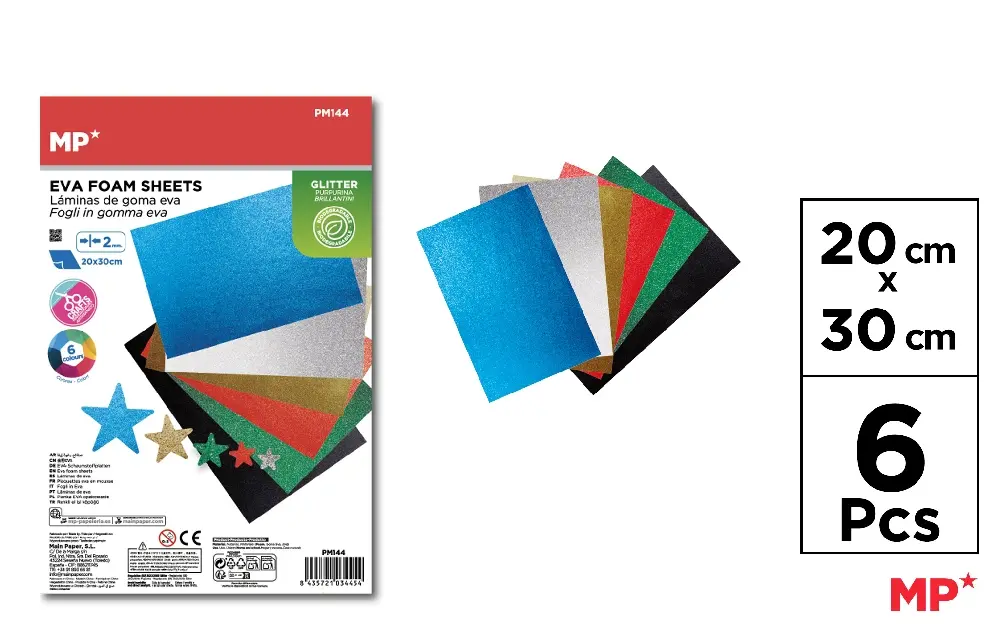 COALA GUMATA GLITTER, AUTOADEZIVA 20x30CM 6 CULORI/SET PM144 [2]