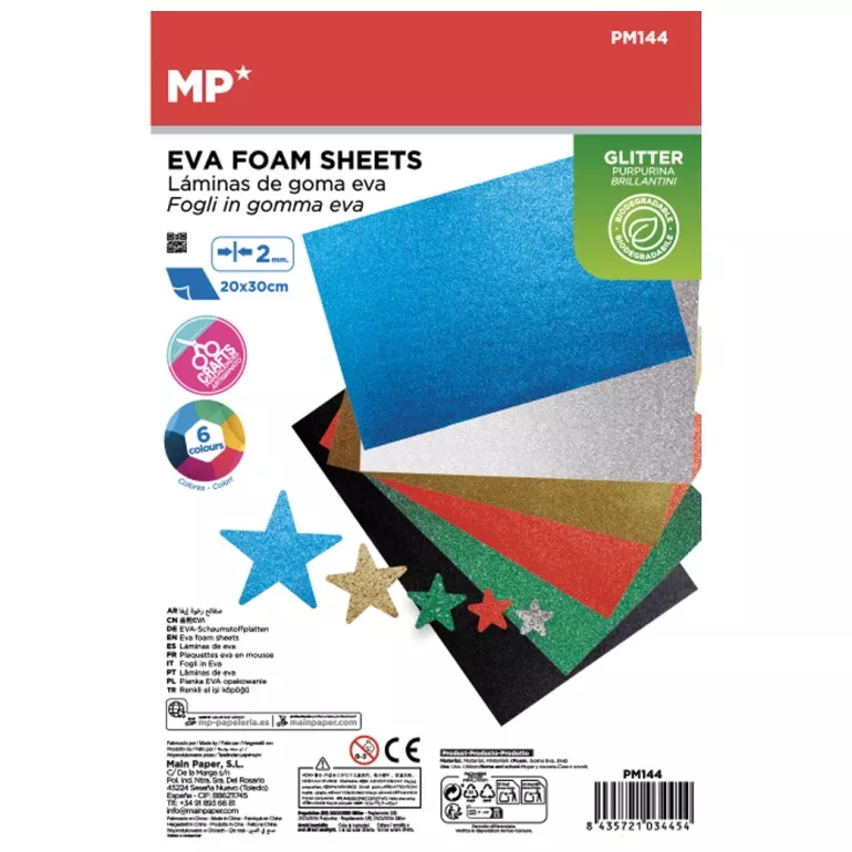 COALA GUMATA GLITTER, AUTOADEZIVA 20x30CM 6 CULORI/SET PM144 [0]