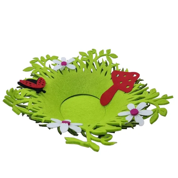 Materiale pentru decorat ouă și aranjamente - COS PASTE DIN FETRU CU DECORATIUNI 15*7*8CM