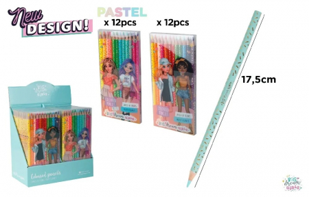RECHIZITE SCOLARE - CREIOANE COLORATE 12/SET  BIG DREAM GIRLS CULORI ASORTATE BD23003