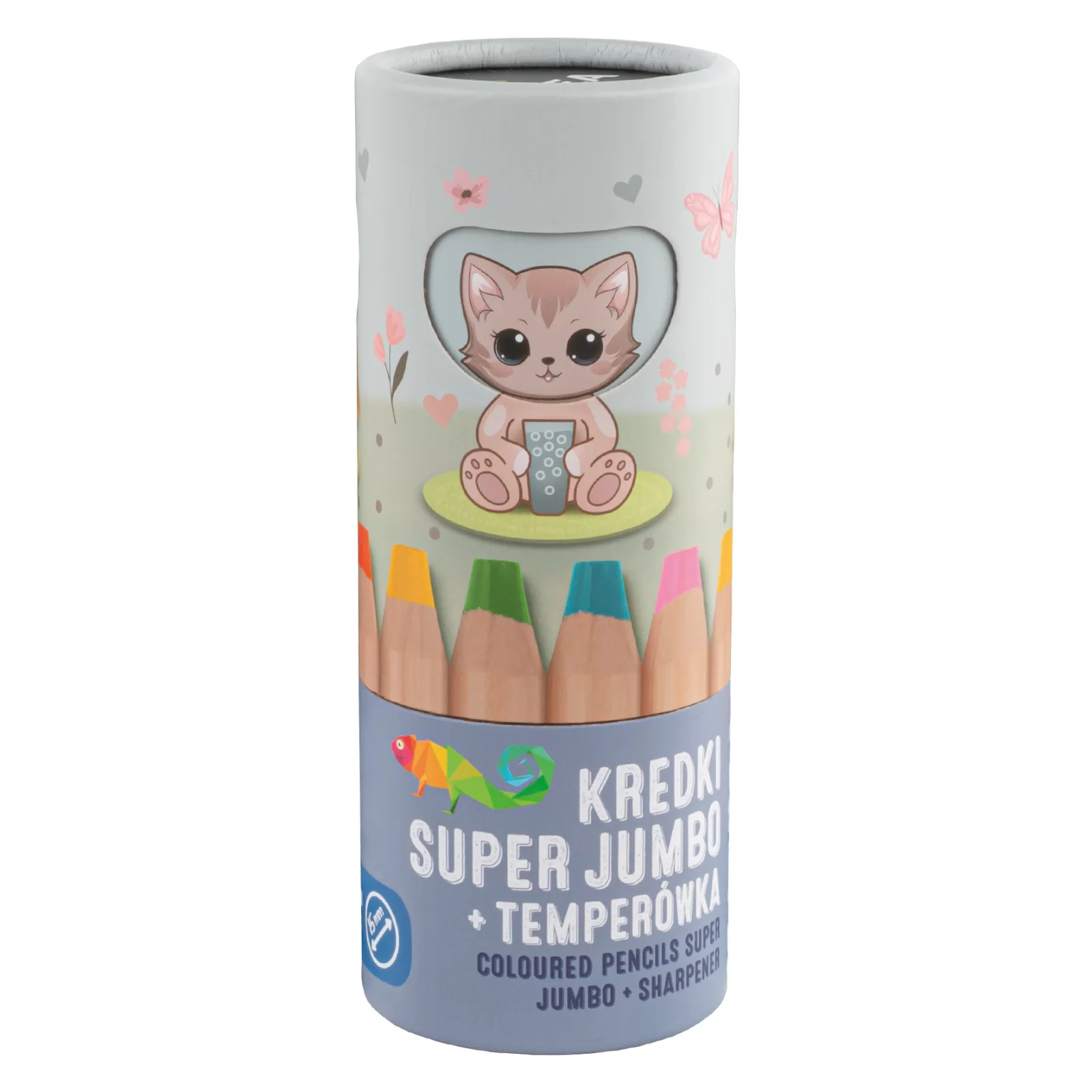 Creioane colorate - Set 8 Creioane Super Jumbo Kidea cu Ascuțitoare