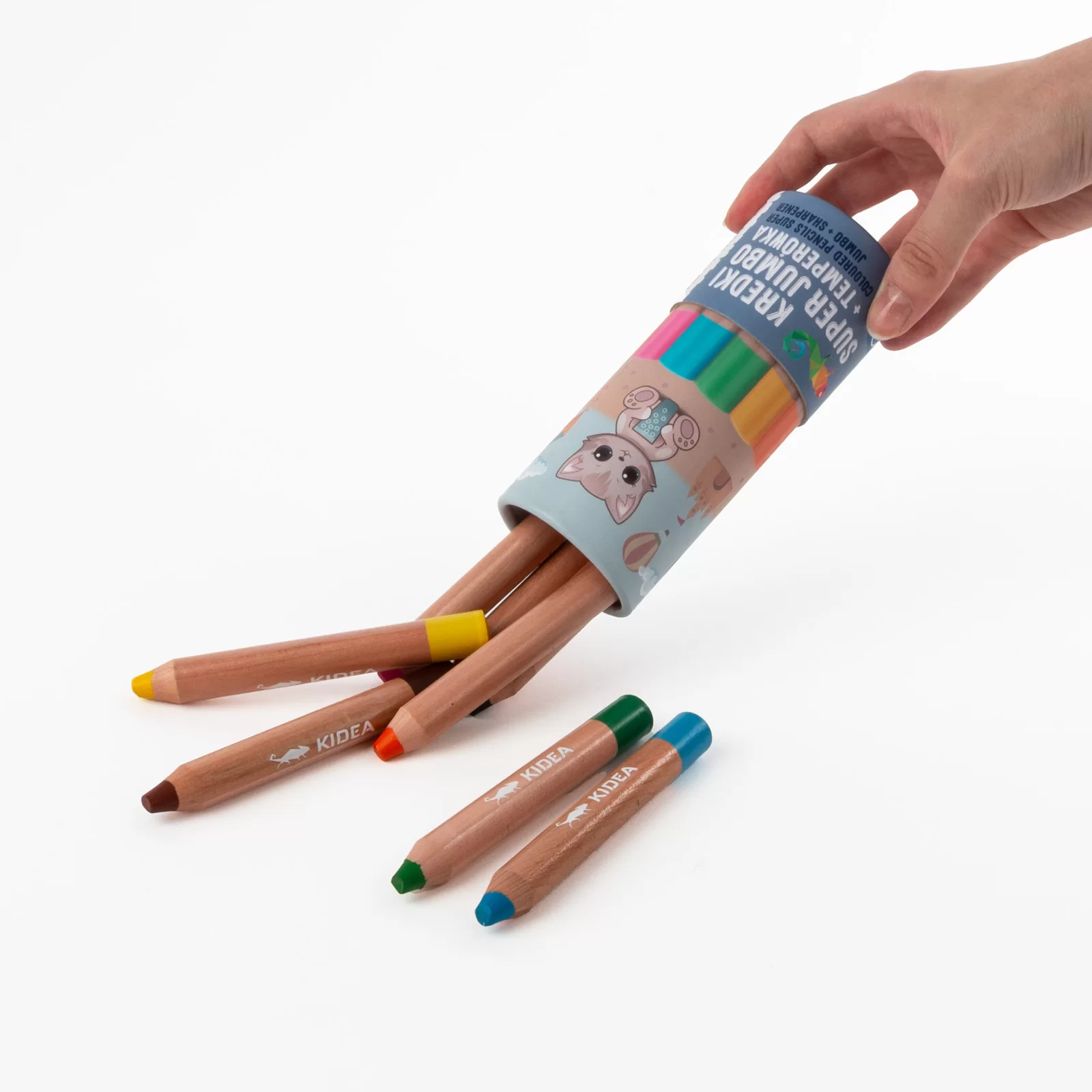 Set 8 Creioane Super Jumbo Kidea cu Ascuțitoare [3]