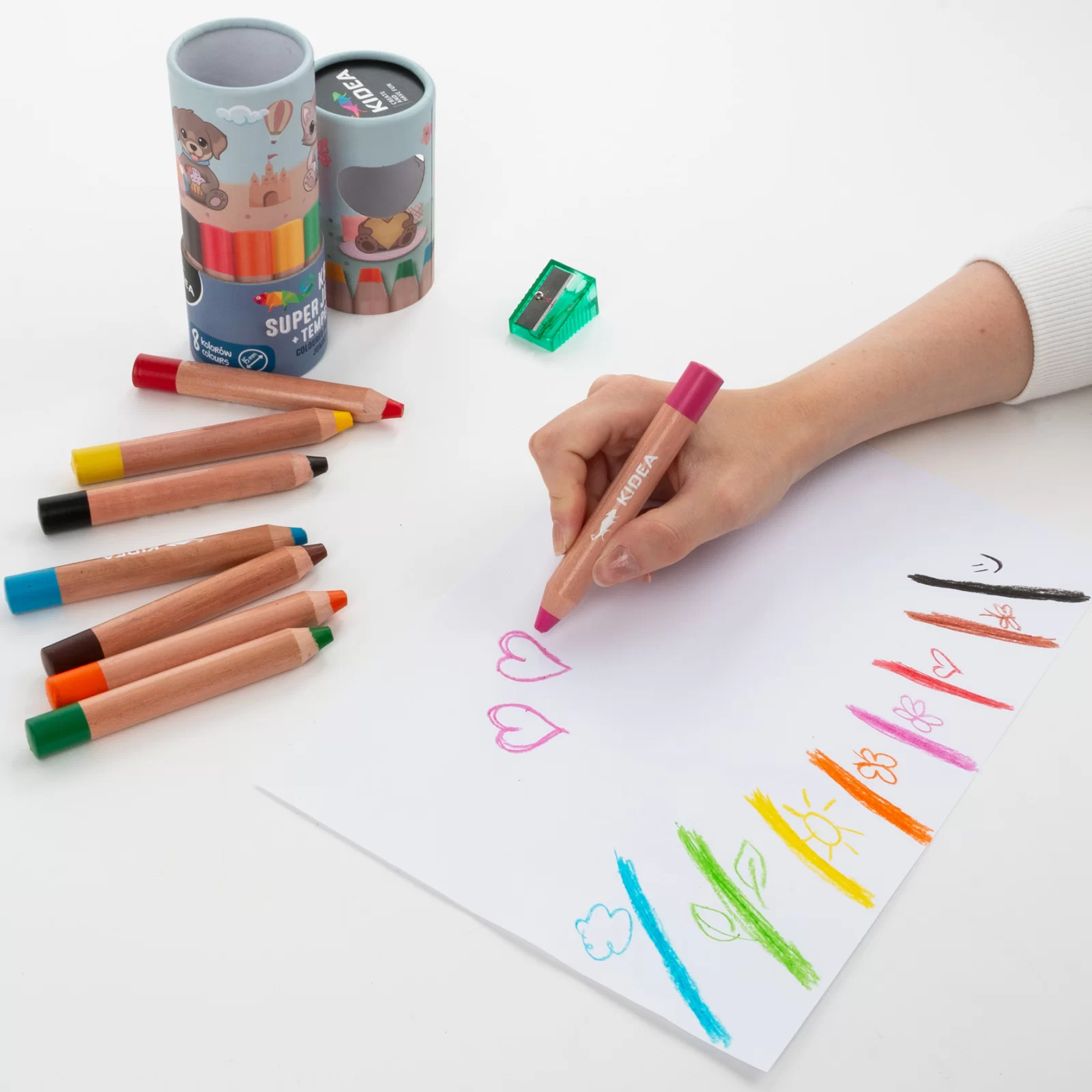 Set 8 Creioane Super Jumbo Kidea cu Ascuțitoare [7]