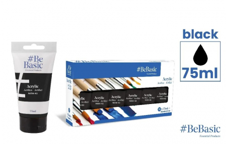 Acrilice - CULORI ACRILICE BeBasic SATIN 75ML NEGRU S050-02
