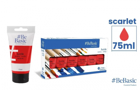 Acrilice - CULORI ACRILICE BeBasic SATIN 75ML ROSU SCARLET S050-03