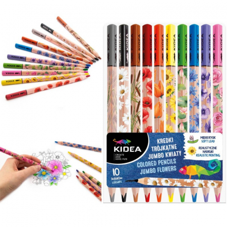 DE CREIOANE COLOR TRIUNGHIULARE 10/SET JUMBO FLORI KIDEA KTJK10KKA [1]