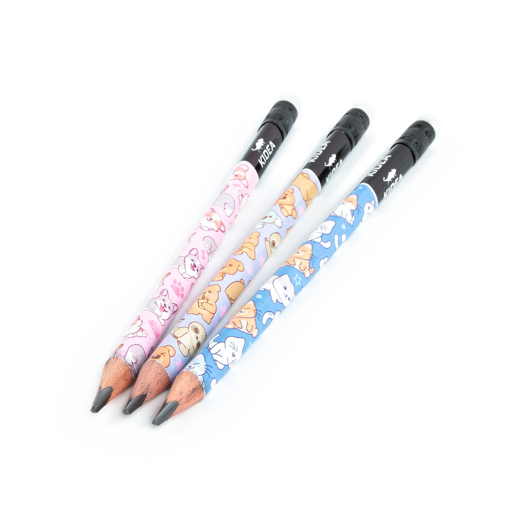 Creioane grafit - DE CREION TRIUNGHIULAR B CU RADIERA JUMBO ANIMALUTE KIDEA OTJNBKA