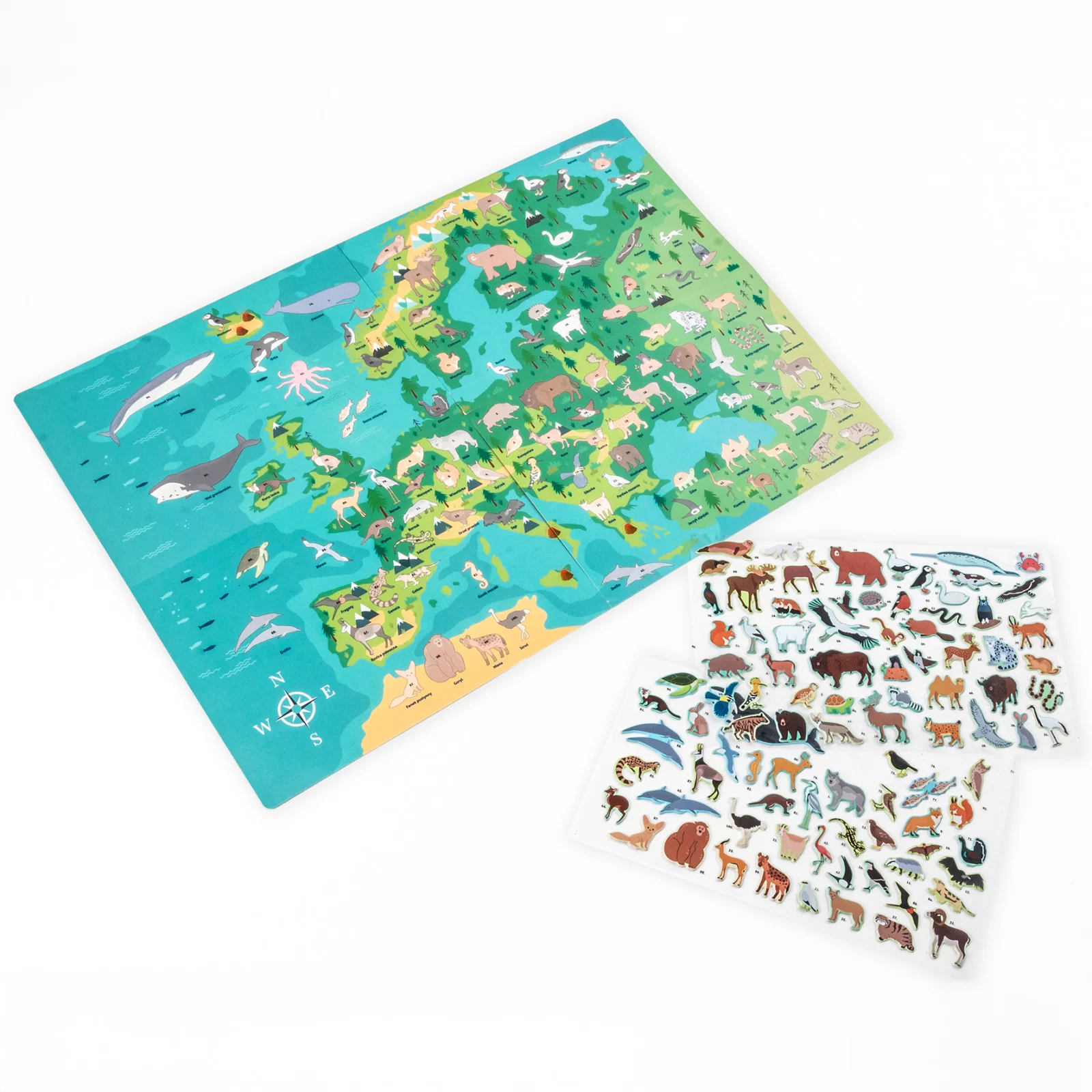 JOC EDUCATIV ANIMALELE EUROPEI CU HARTA SI STICKERE KIDEA GZZEKA [2]