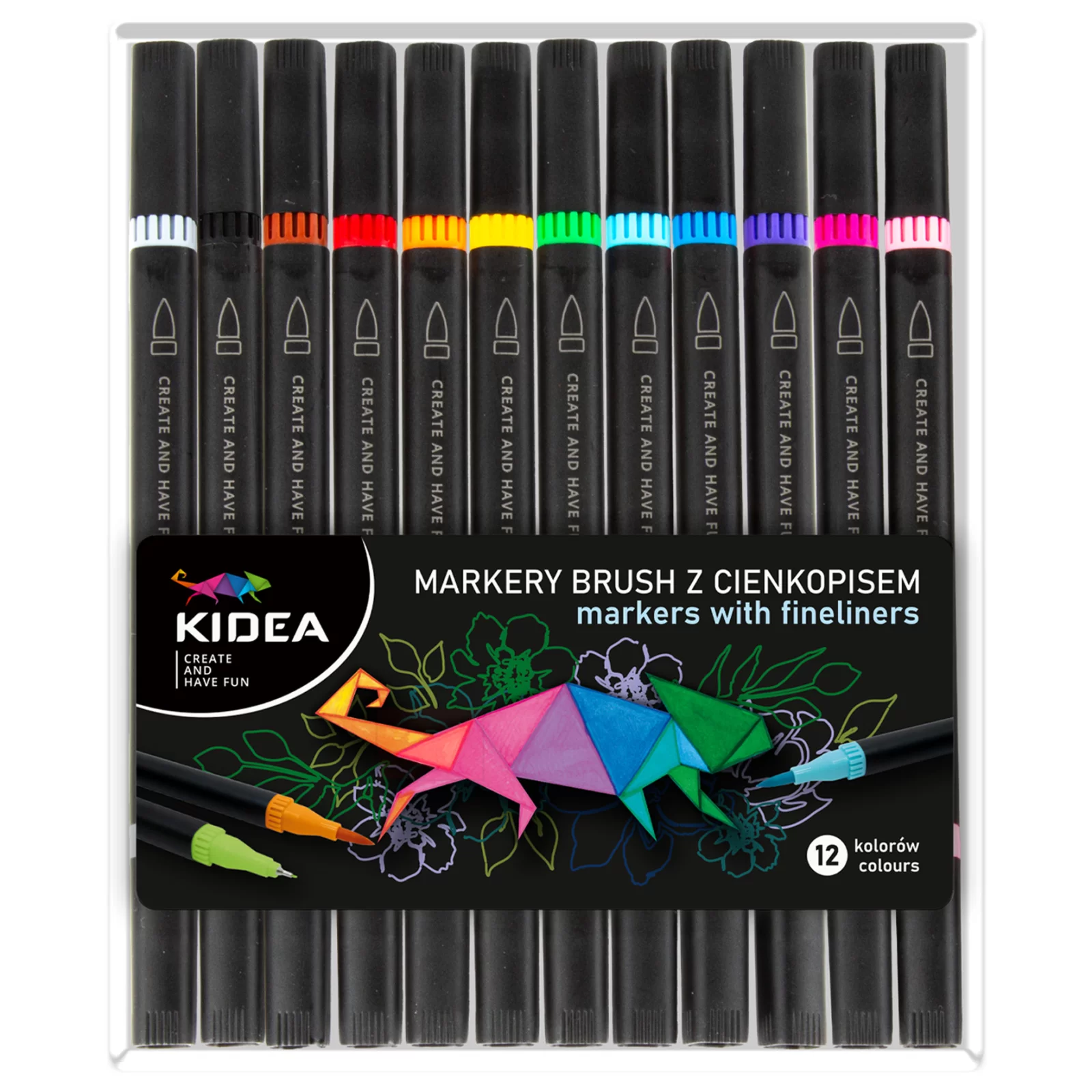 Markere Acrilice - DE MARKERE 2 CAPETE VF.PENSULA si VF.FIN 12 CULORI/SET KIDEA MBC12KKA