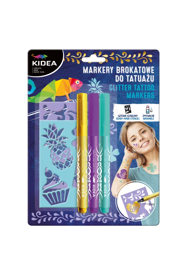 Machiaj, Tatuaje, Masti bal - DE MARKERE PENTRU TATUAJE 3 CULORI/SET + 2 SABLOANE KIDEA MTASKA