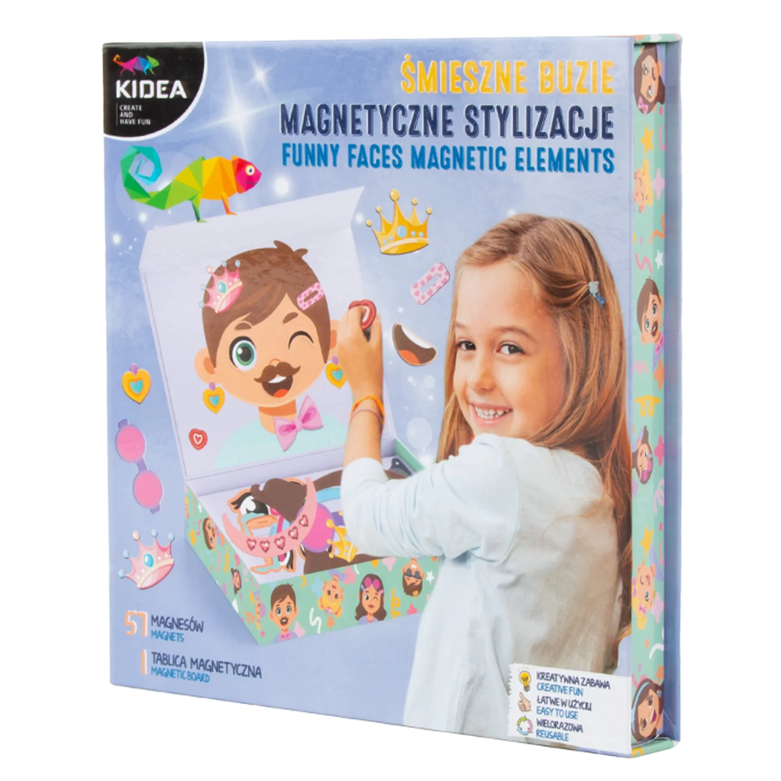 Jocuri si Puzzle-uri - PUZZLE MAGNETIC 57 PIESE, MICUL ARTIST, FUNNY FACES, KIDEA SBMSKA