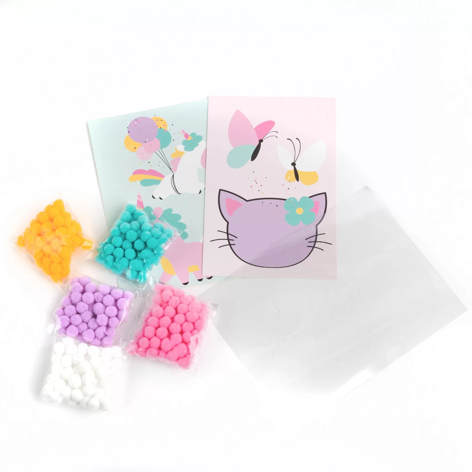 SET CREATIV CU STICKERE SI POMPOM UNICORN SI PISICUTA KIDEA POWUKA [3]