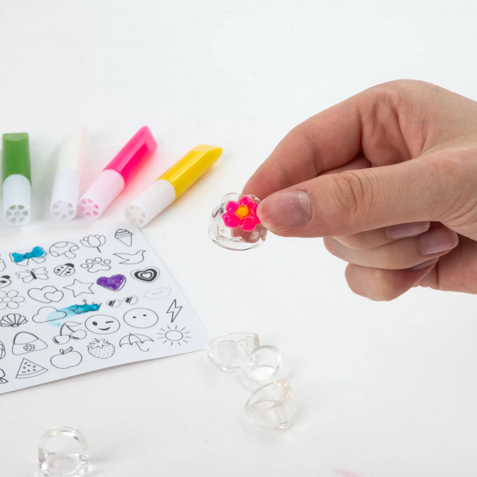 SET CREATIV INELE DECORATIVE , SABLON, 4 INELE, 6 CULORI GEL 3D, KIDEA PSDOKA [5]