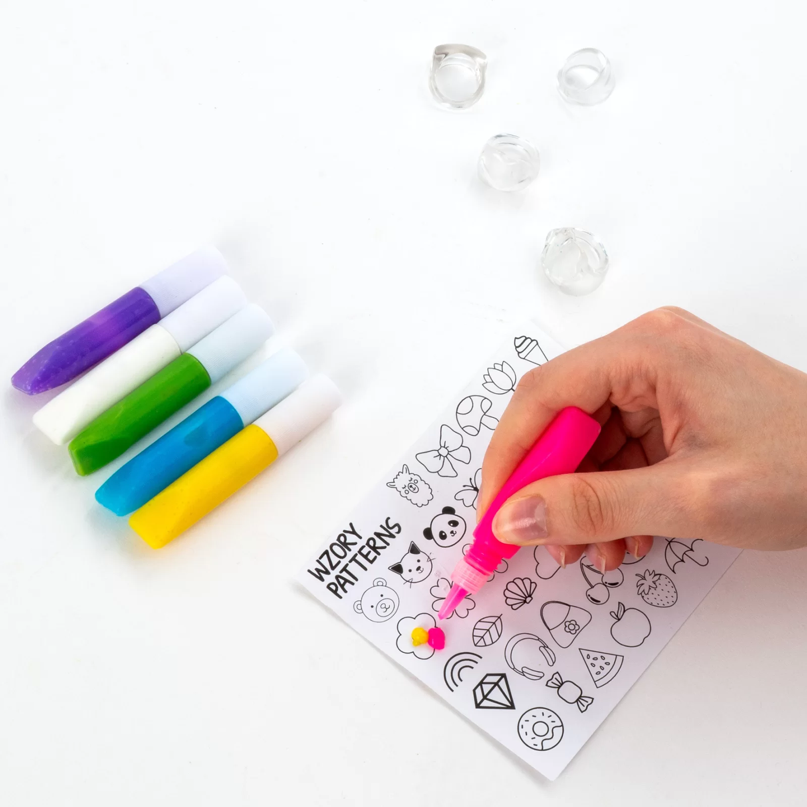 SET CREATIV INELE DECORATIVE , SABLON, 4 INELE, 6 CULORI GEL 3D, KIDEA PSDOKA [1]