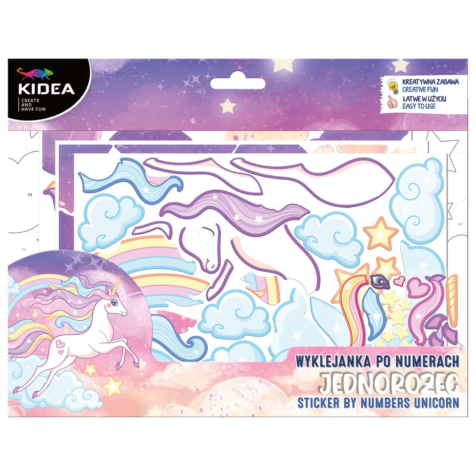Kit Pictura - SET PICTURA PE NUMERE CU STICKERE, UNICORN, KIDEA WNJKA