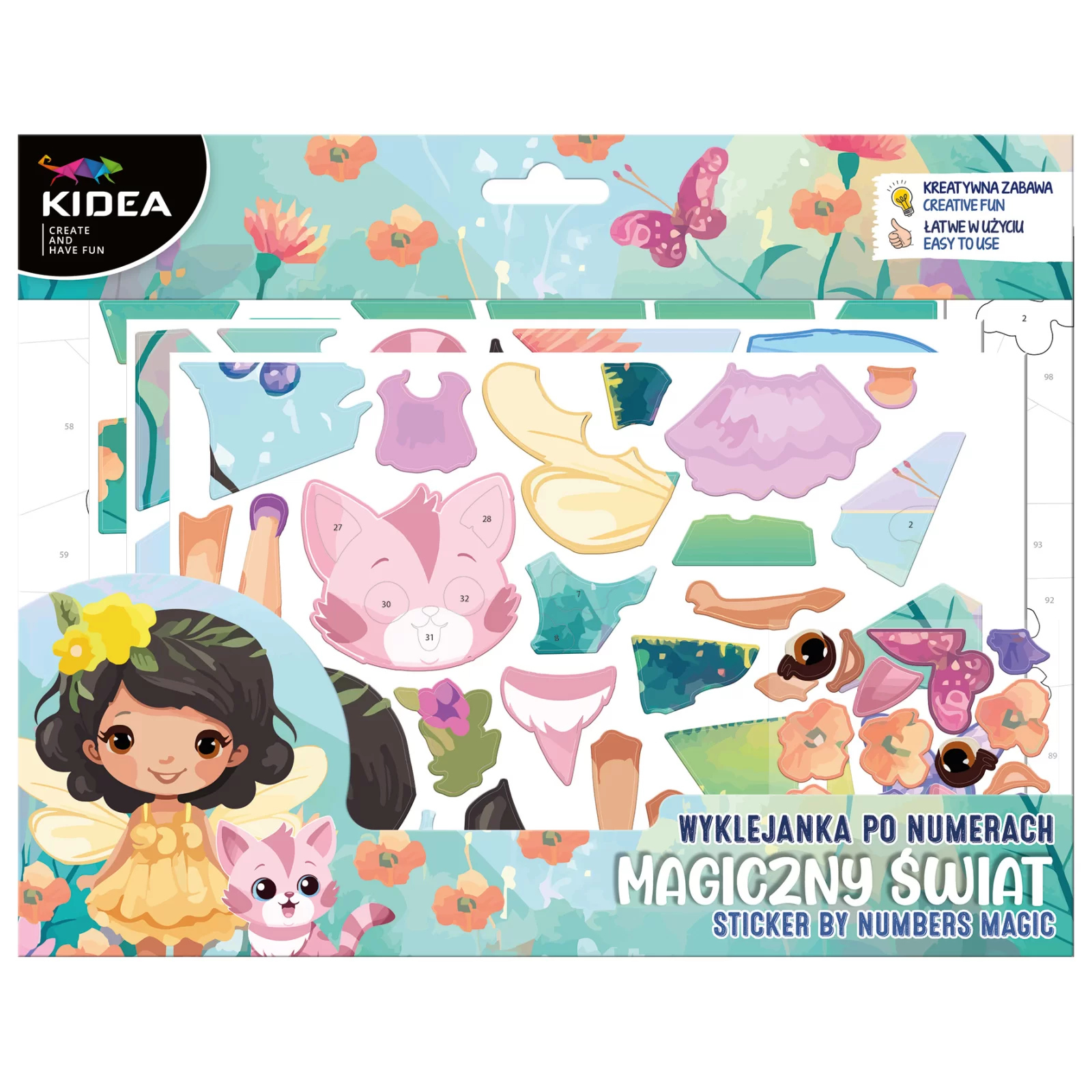 Kit Pictura - SET PICTURA PE NUMERE CU STICKERE, ZANE MAGICE, KIDEA WNMKA