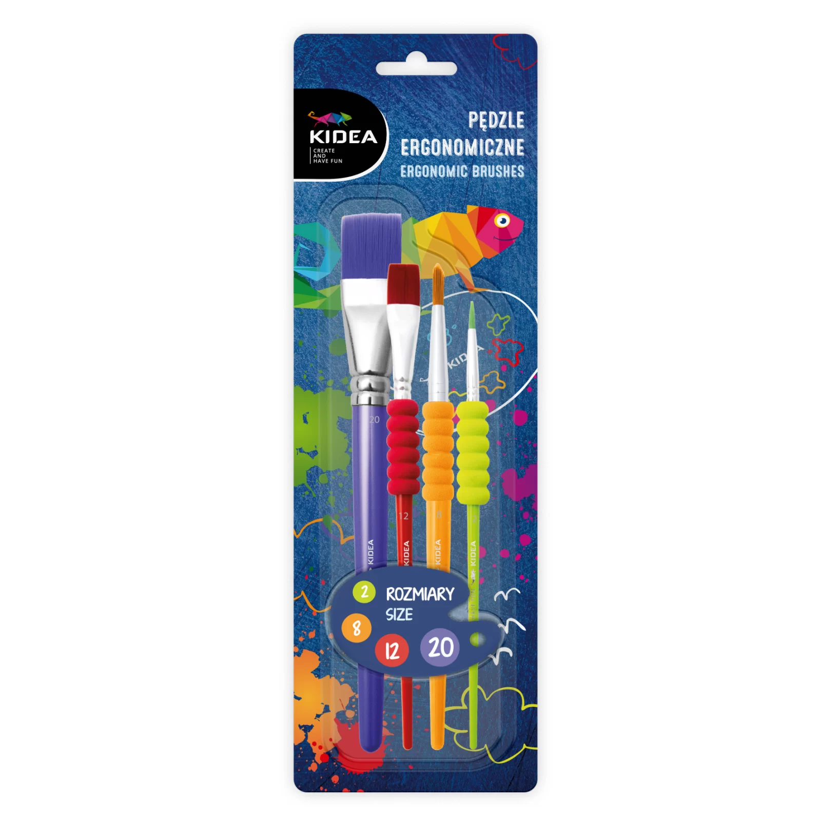 Pensule scolare set - DE SET 4 PENSULE, NR.20 ROTUND, NR.12,8,2 KIDEA PE4KA