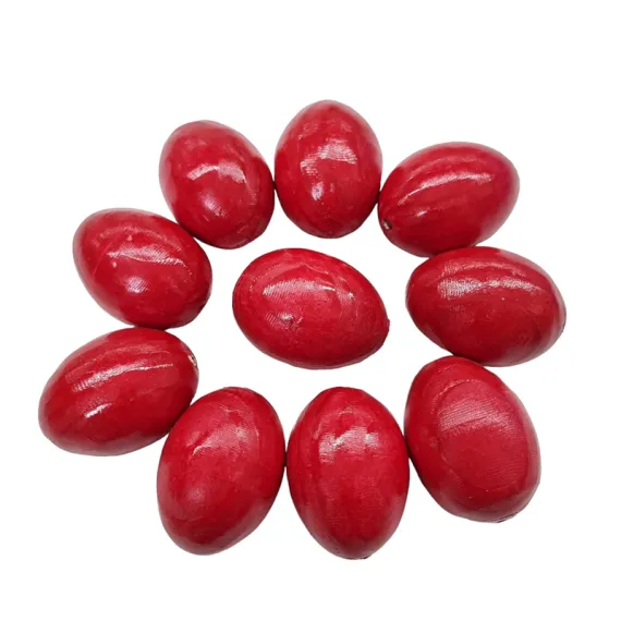 DE SEZON - DECORATIUNE PASTE OU ROSU/COLORAT  LEMN 6-6.5CM/4.5 CM DIAMETRU