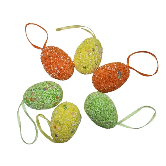 DE SEZON - DECORATIUNE PASTE OUA COLORATE DIN POLISTIREN CU AGATATOARE 6/SET