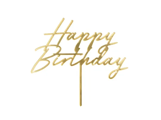 Topper Tort Acrilic Happy Birthday Gold 18x16.5cm [2]