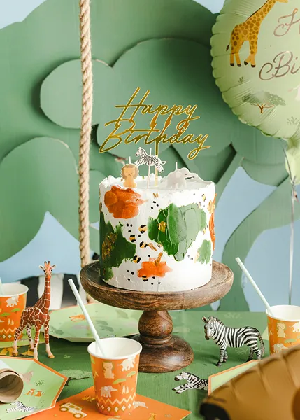Topper Tort Acrilic Happy Birthday Gold 18x16.5cm [1]