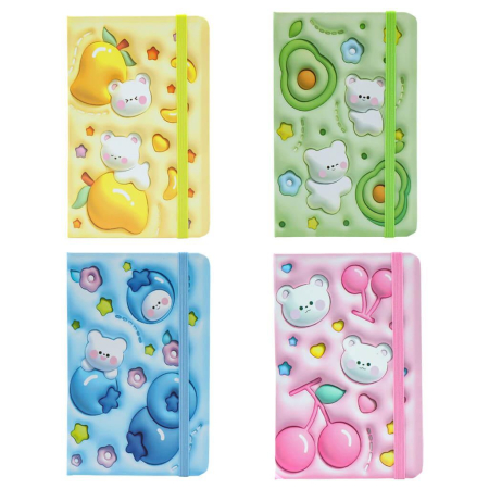 RECHIZITE SCOLARE - NOTES A6 80 FILE, COPERTA CU MODELE 3D PANDA, CU ELASTIC, TESORO 582366