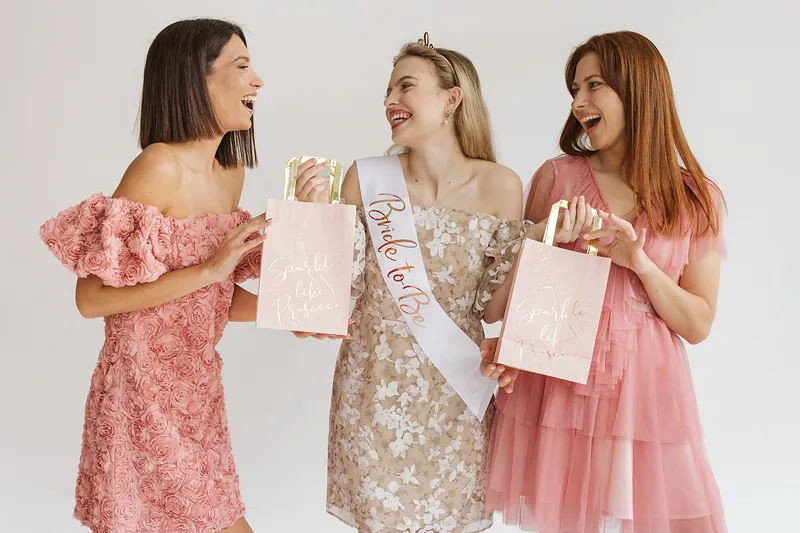 Eșarfă Satinată Mireasă "Bride to be" Alb/Rose Gold 75cm [5]