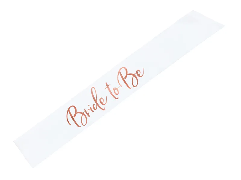 Eșarfă Satinată Mireasă "Bride to be" Alb/Rose Gold 75cm [1]