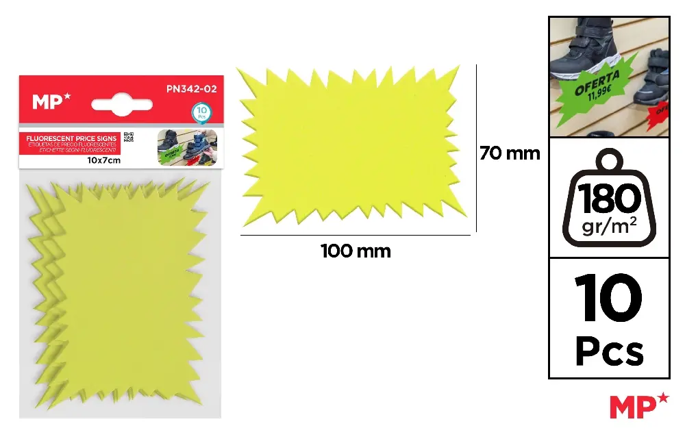 HARTIE PRODUSE DIN HARTIE - ETICHETA PRET IPB 100*70MM 10/SET GALBEN NEON PN342-02