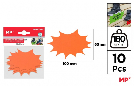 MARCARE SI ETICHETARE - ETICHETE PRET IPB 100x65MM 10/SET PORTOCALIU FLUO PN343-04