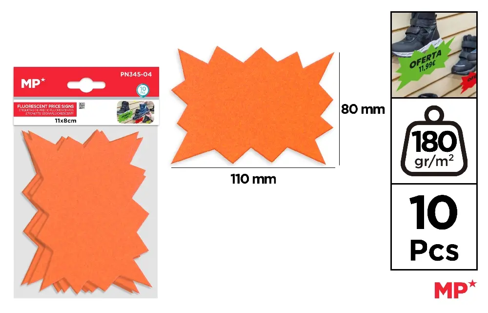 MARCARE SI ETICHETARE - ETICHETE PRET IPB 110x80MM 10/SET PORTOCALIU FLUO PN345-04