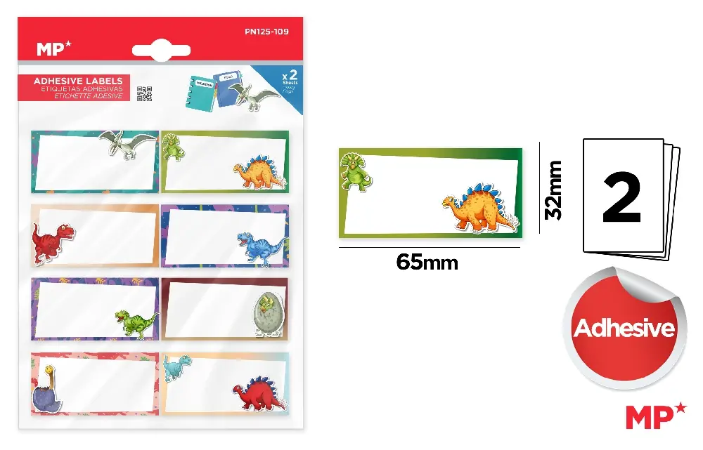 RECHIZITE SCOLARE - ETICHETE SCOLARE ADEZIVE IPB 2 COLI/SET DINOZAURI PN125-109
