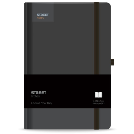 RECHIZITE SCOLARE - NOTES A5 96 FILE, CU ELASTIC, LINII, STREET, CASUAL BLACK 778083