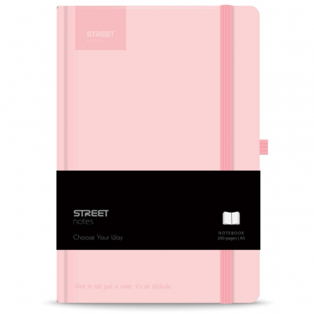 RECHIZITE SCOLARE - EU NOTES A5 96 FILE, CU ELASTIC, LINII, STREET, PASTEL PINK 778092