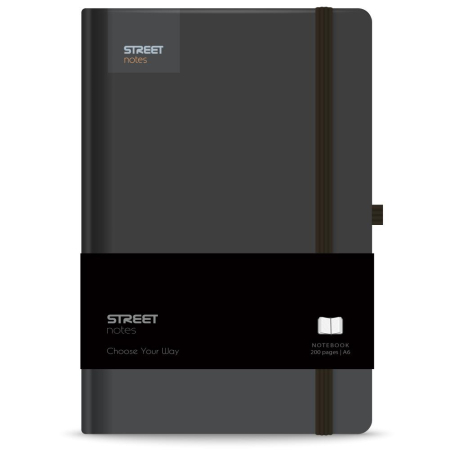 Agende nedatate - NOTES A6 96 FILE, CU ELASTIC, LINII, STREET, CASUAL BLACK 778107