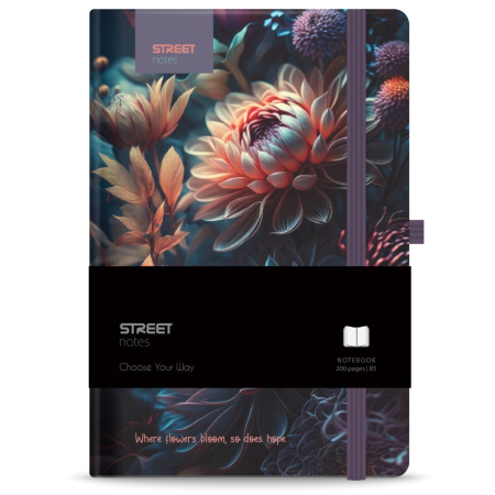 Agende nedatate - NOTES B5 96 FILE, CU ELASTIC, LINII, STREET BLOSSOM FLOWERS 778084