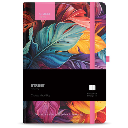 Carnetele/ notesuri/ bloc-notesuri - NOTES B5 96 FILE, CU ELASTIC, LINII, STREET FLOWERS PETAL 778086