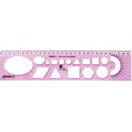 Rigle,echere si raportoare - EU RIGLA 30CM PLASTIC ROZ FORME GEOMETRICE 53048