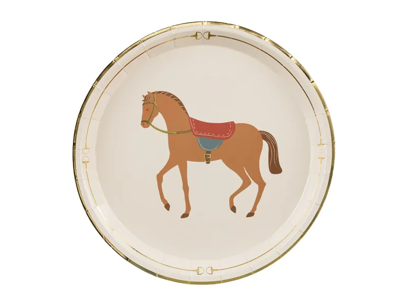 ARTICOLE PARTY - Set 6 Farfurii Carton Horse 23cm cu Imprimeu Auriu TPP98