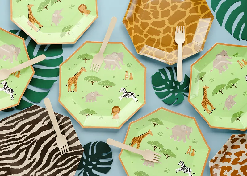 Set 6 Farfurii Carton Safari 23cm Verde/Portocaliu TPP116 [3]