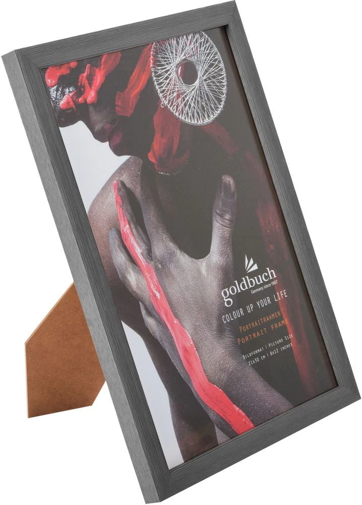 GB RAMA FOTO PLASTIC CU SUPORT 21*30CM ASPECT LEMN COLOR UP GRI INCHIS 910805 [1]