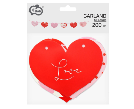 Ziua indragostitilor - GHIRLANDA DIN HARTIE Hearts, 200cm, roz-rosu-alb PF-GPSW