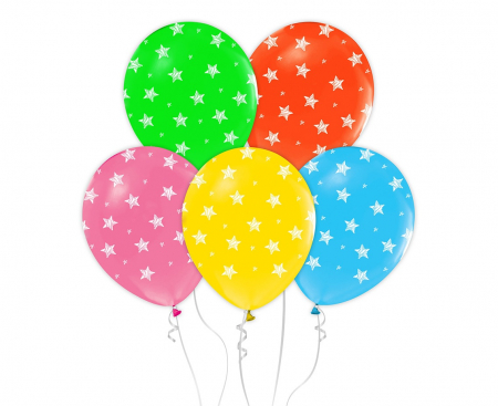 ARTICOLE PARTY - GOD BALOANE LATEX Balloons Stars, 30cm, mix 5/set GZ-Gwz5