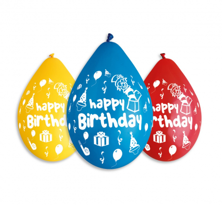 Nunti, botezuri - GOD BALOANE LATEX GEMAR Happy Birthday Party, 30cm, hanging balloon,5/set GS110/P097W